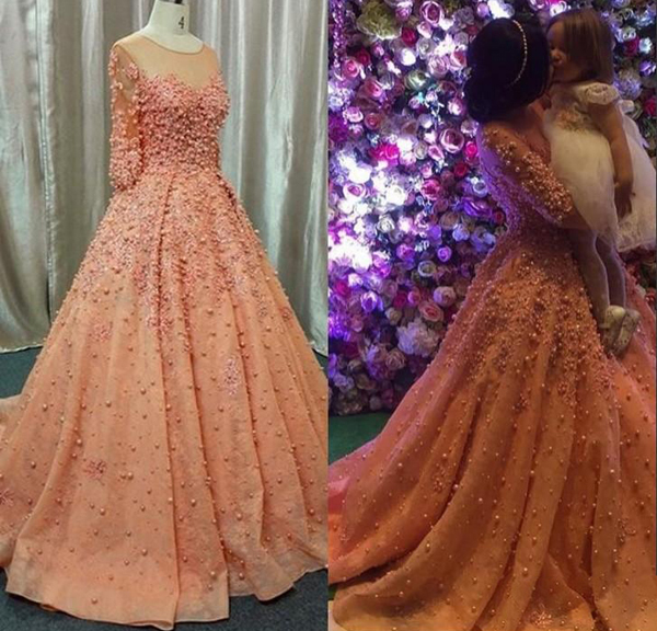 Light Blue Pearls Luxury Dubai Evening Dresses Elegant Strapless Formal Prom Gowns,DP667